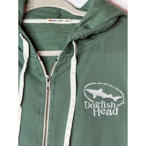 Marine Layer Dogfish Head Green Shark Logo Zip Up Hoodie Sweatshirt XXL - Picture 3 of 9